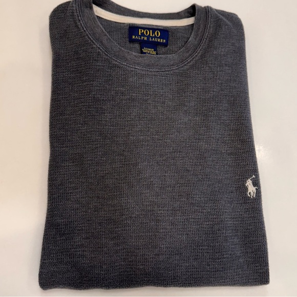 Polo Ralph Lauren Men's Grey Waffle Knit Thermal Crew-Neck Long Sleeve Shirt S - Picture 11 of 11